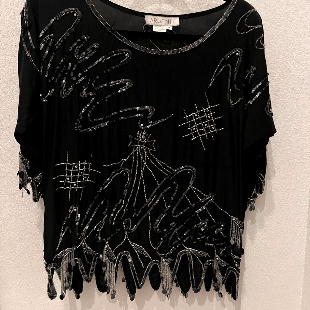 VTG ARGENTI Sequin Shirt size M